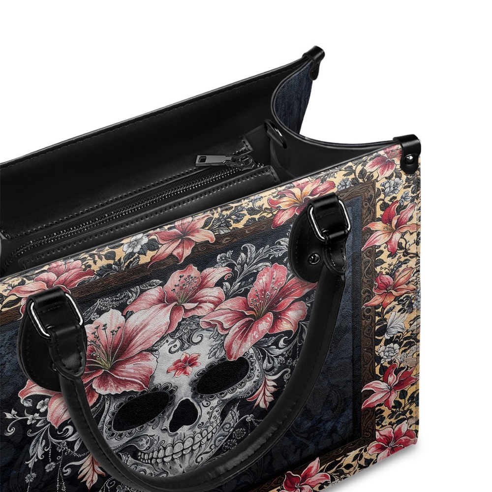 Skullette “Roselace” Floral Skull Satchel Crossbody NWOT - Picture 7 of 11